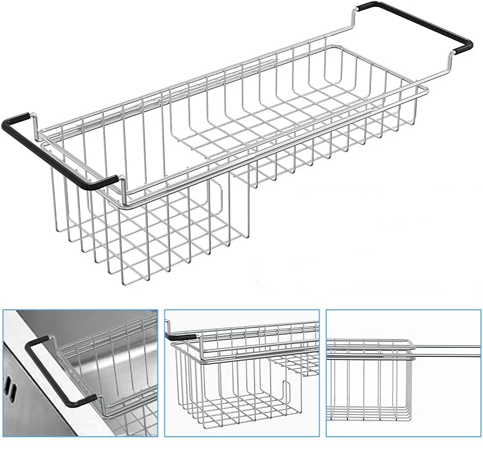 Stainless Steel Expandable Sink Caddy – Adjustable Sponge Holder for Kitchen Sink