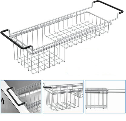 Stainless Steel Expandable Sink Caddy – Adjustable Sponge Holder for Kitchen Sink